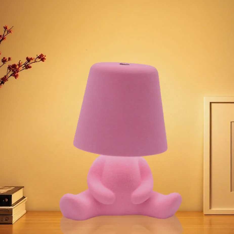 Bedside Touch Table Lamp Creative Small Silver Man Decorative Thinking Man Statue LED Table Lamp USB Rechargeable 3 Levels BriM251125