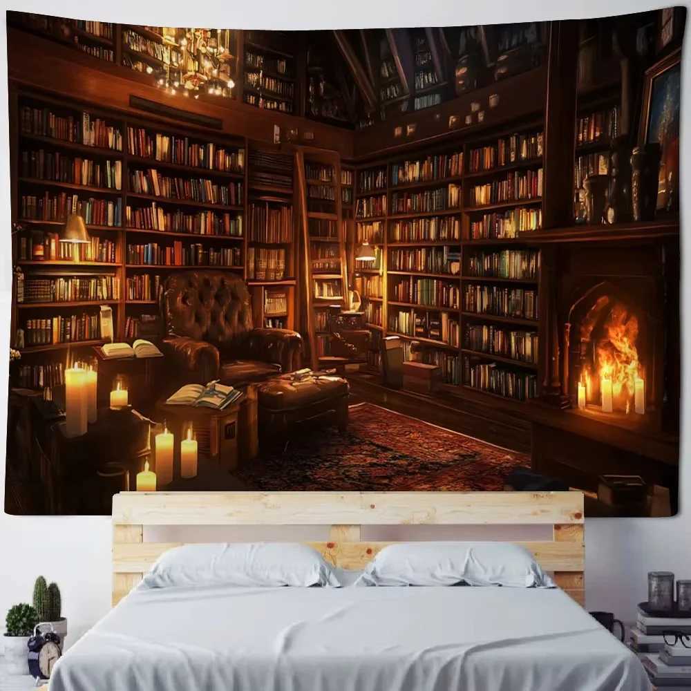 Magic Bookshelf Tapestry Library Living Room Wall Hanging Decoration Items Aesthetic Dorm Home Decor Wall Art Background ClothM251125