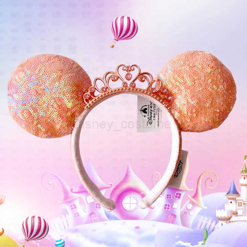 Disney New Disney Mickey Mouse Ear Headband Space Mountain Lunar New Year Minnie Bow Pink Glitter Cartoon Anime Headband Gif X250425