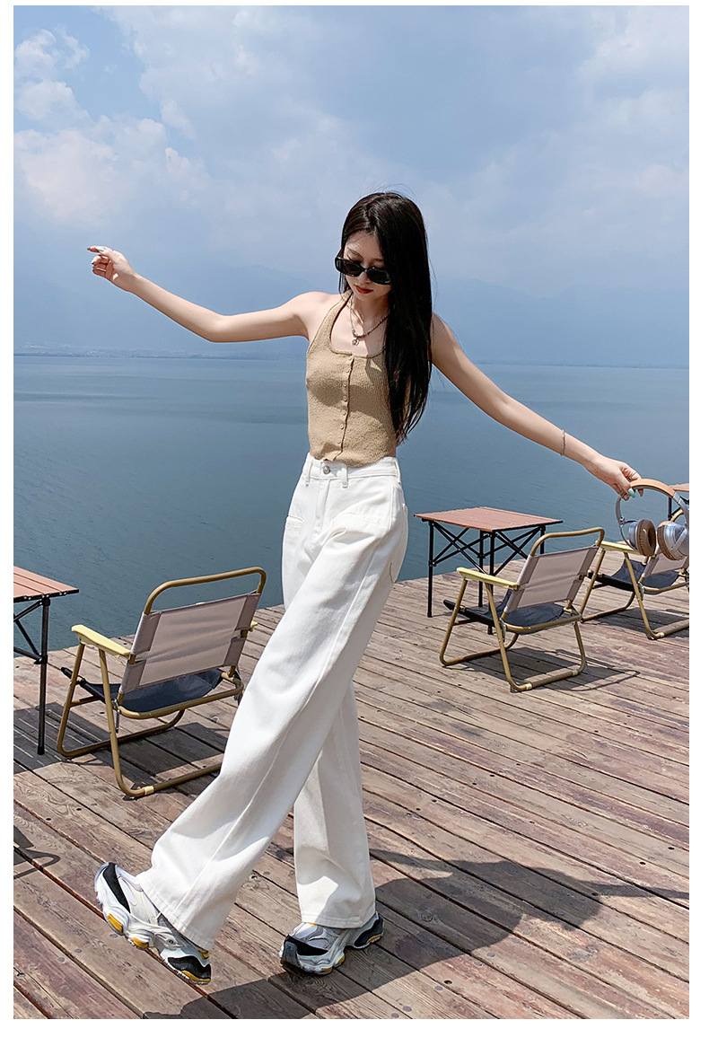 2025 Spring High Waist Women's Jeans Cotton Breathable Hip Lift Slimming casual Leg Small Straight Denim Trousers Long Pants