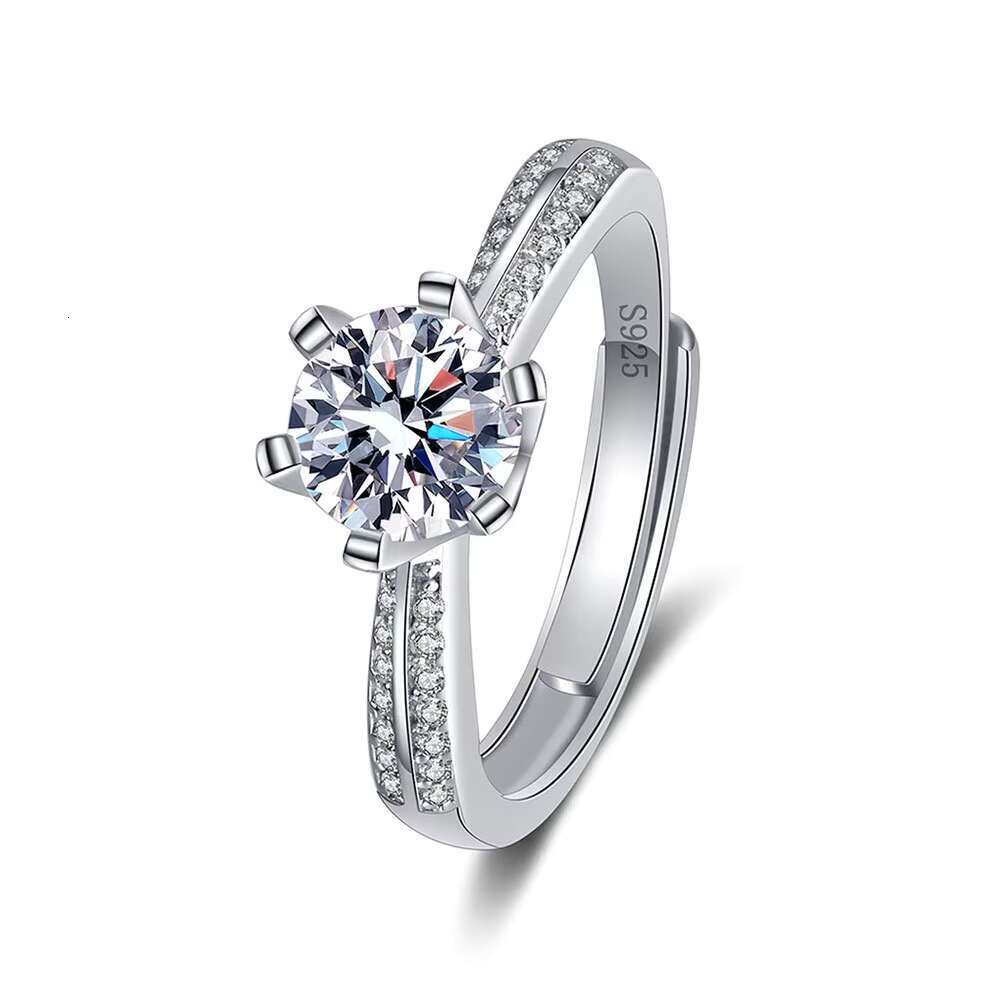 Wholesale Moissanite Jewelry Custom Ring Paved Micro 4 Claw Setting Solid 925 1CT Moissanite Diamond Ring Female Engagement