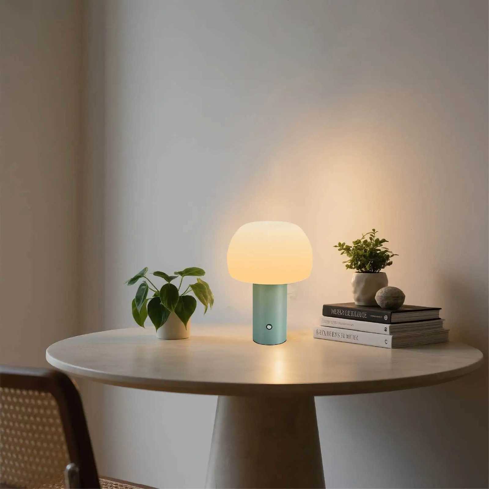 New Mushroom Lamp LED Charging Table Lamp 3-colors Dimming Desk Lamp Mushroom Night Light for Bar Restaurant Bedroom DecorationM251125