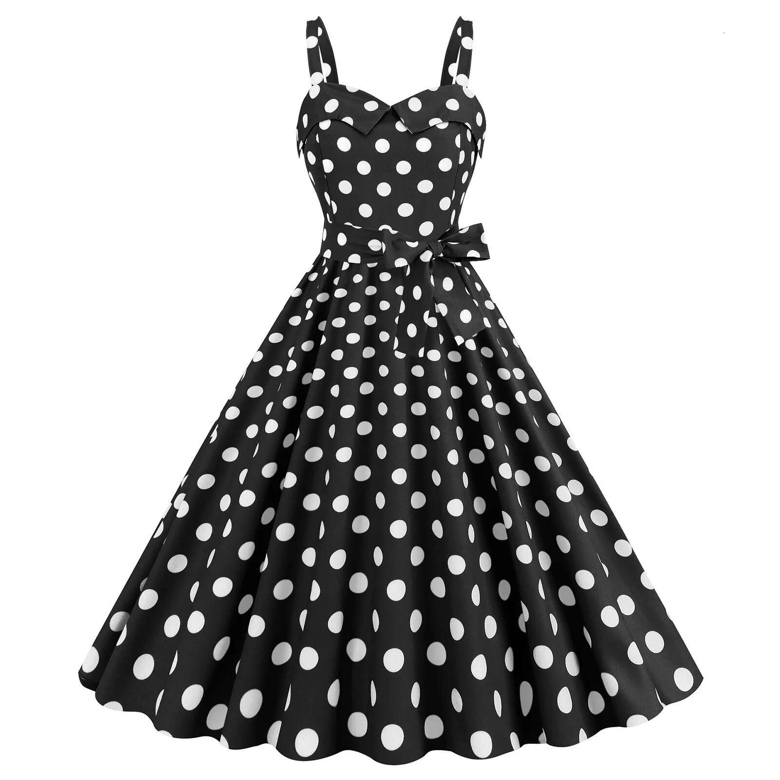 Dongdumaoyi Summer Dresses For Women Sleeveless Retro Robe Hepburn S Rockabilly Polka Dot Pinup Party Prom Dress Swing