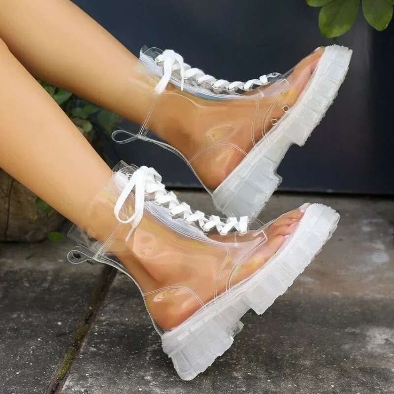 2024 New Sexy Transparent Comfortable Casual Fashion Women's Shoes Increased Wear-Resistant Winter Boots Chaussure Femme