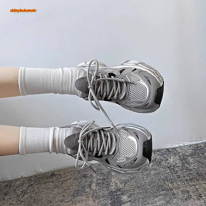 2024 Women Platform Flat Gray Casual Trainers Ladies Chunky Sneakers Woman Shoes Womens Zapatillas Mujer D253 ddmykukumalu