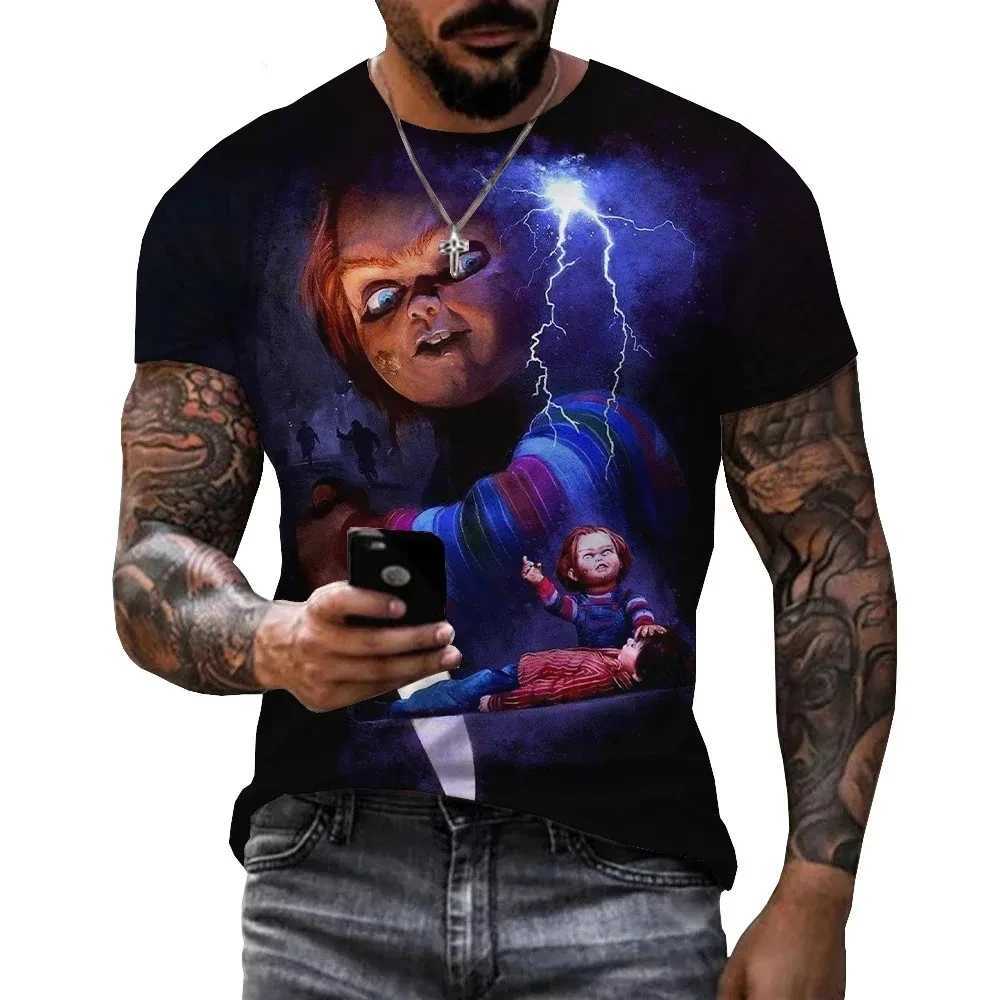 Chucky 3D printed fashionable short sleeved T-shirt casual round neck T-shirt mens Harajuku top W250425