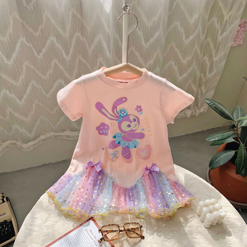 DISNEY Kids designer clothes Star Darla princess dress Kids clothes Summer cartoon dress Girls' mesh dress Baby dress.