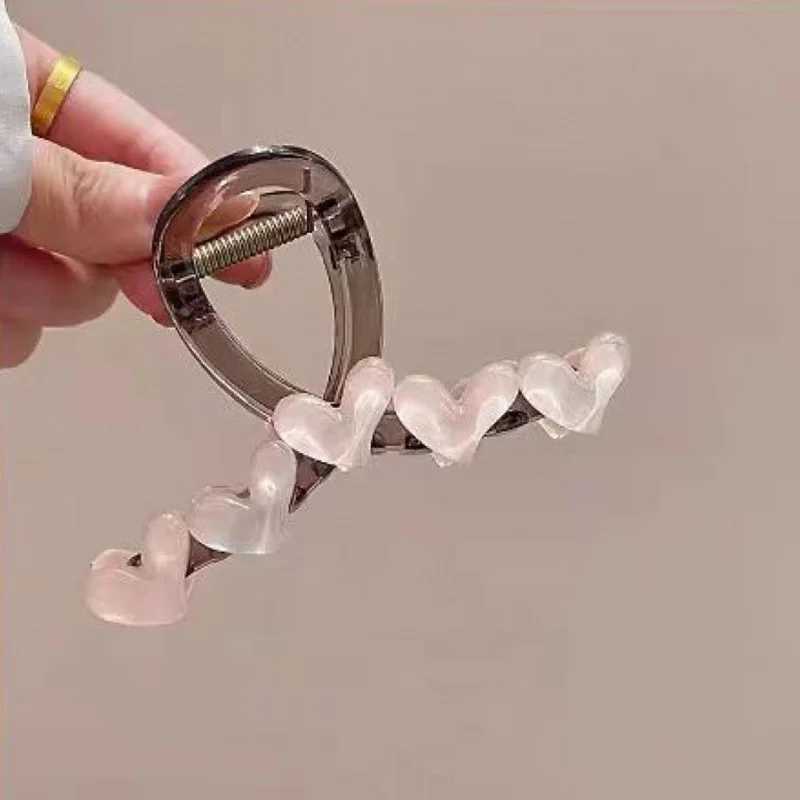1 love grabbing clip suitable for womens new high-end and fresh Korean jelly color simple editing headband forest hair editingT250425