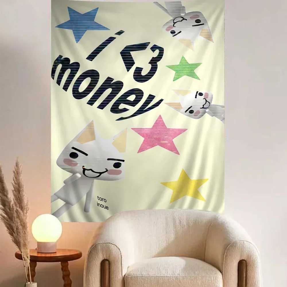 Inoue Toro CUTE Cat Hippie Wall Hanging Tapestries for Living Room Home Dorm Decor Art Home DecorM251125