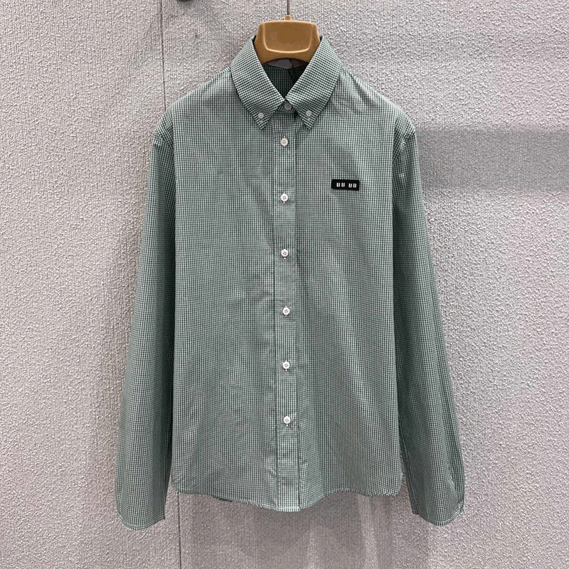 Luxury Women Plaid Button Blouses Designer Letter Tassel Long Sleeved Shirts Brand Casual Daily Versatile Shirt