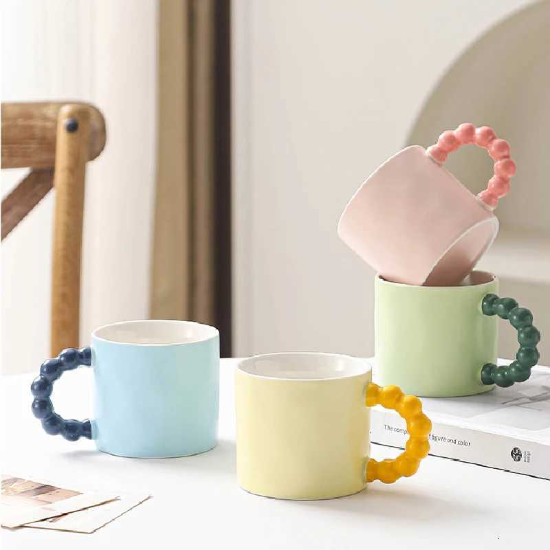 Ceramic Coffee Cup Pearl Handle Breakfast Milk Cup Office Home Baking Shop Dessert Milk Mug Office Afternoon Tea Coffee Cup Y251125