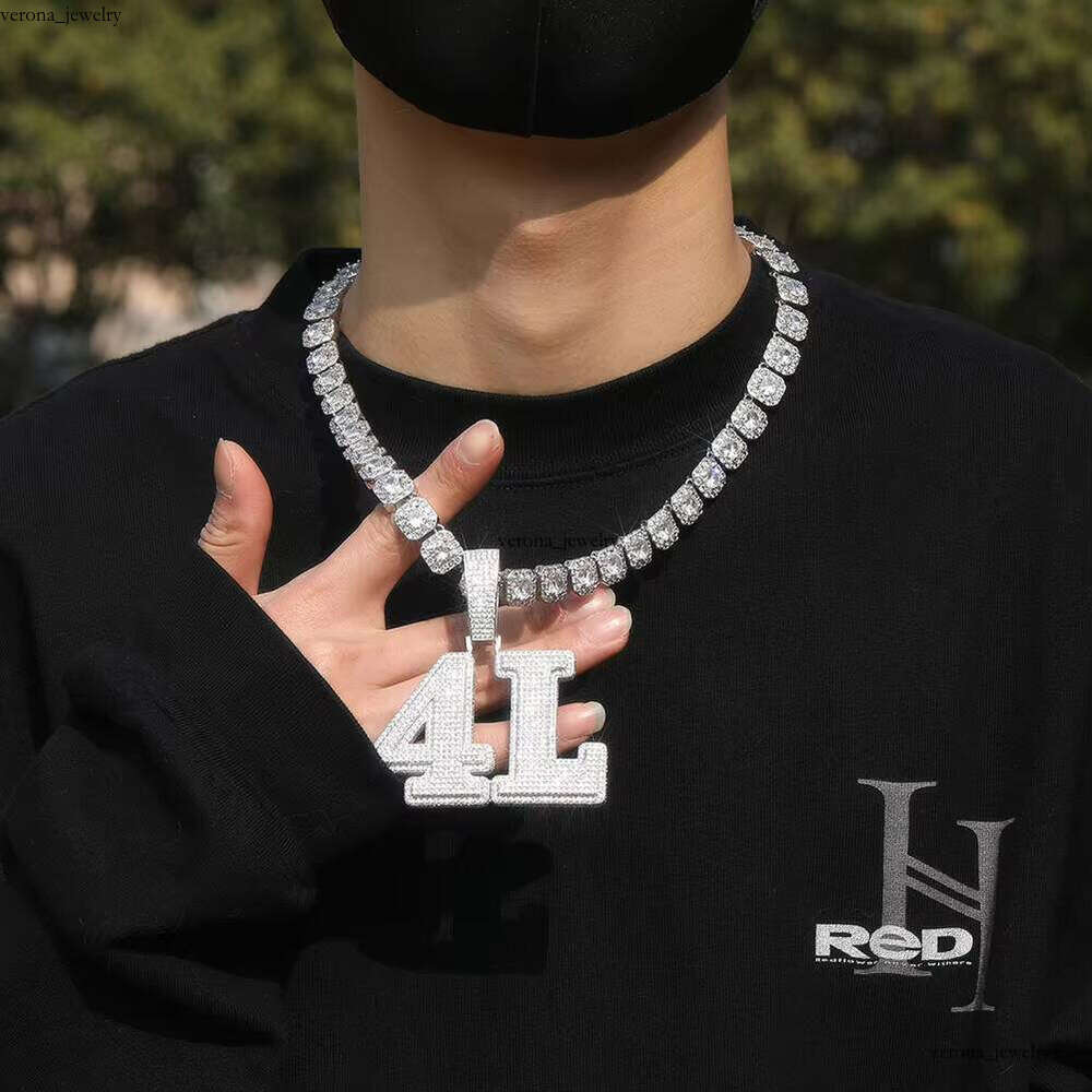 Ice out VVS Moissanite Iced Out Big Brass Name Personalized 18k Gold Plated Custom Jewelry Diy Pendant Necklace