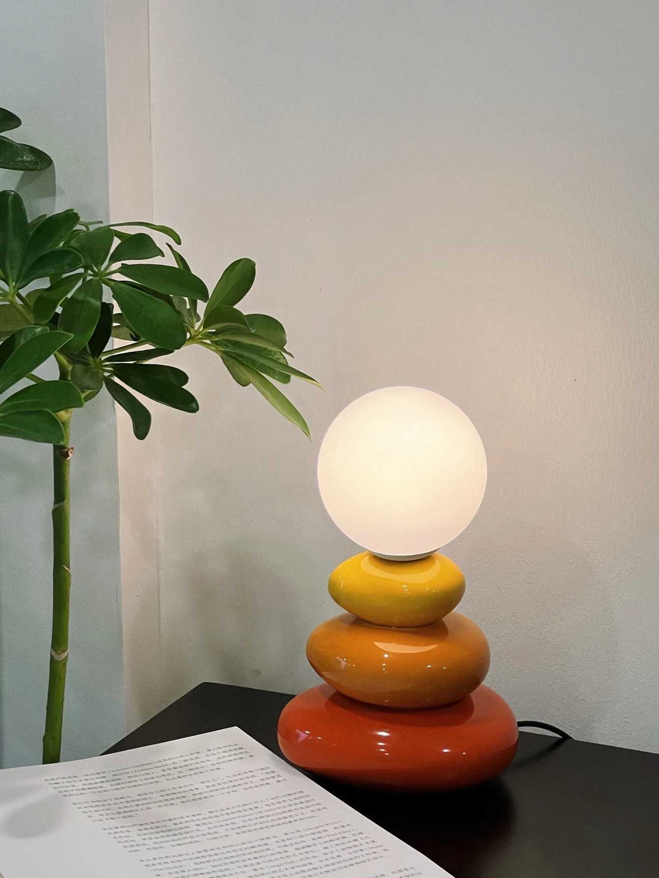 Orange/Blue/Gray ceramics led table lamp for bedroom desk Mood light Lamp bedside table moon stromatolite Room decorating items C251125