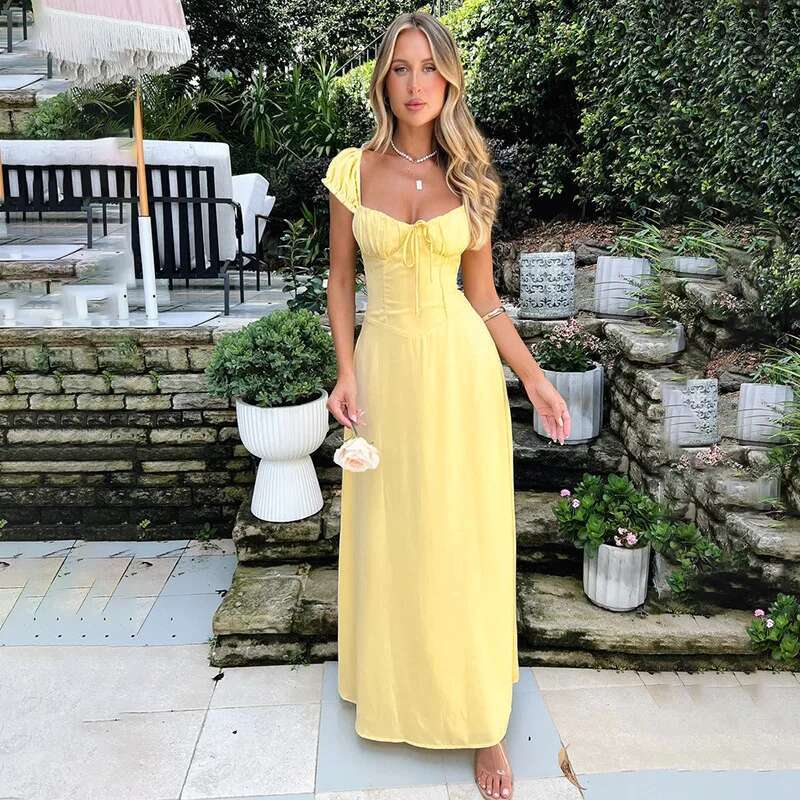 Dongdumaoyi Townlike Waist Wrap A Line Dress Women Strapless Spring Summer Maxi Long Bow Backless Nightclub Sexy Party Dresses