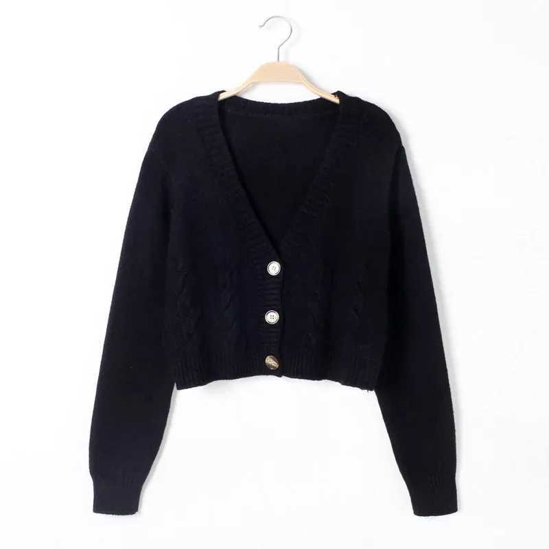 Short style high-waisted slim plastic sweater women 2023 spring new single-breasted knitted cardigan twist small jacketT251125