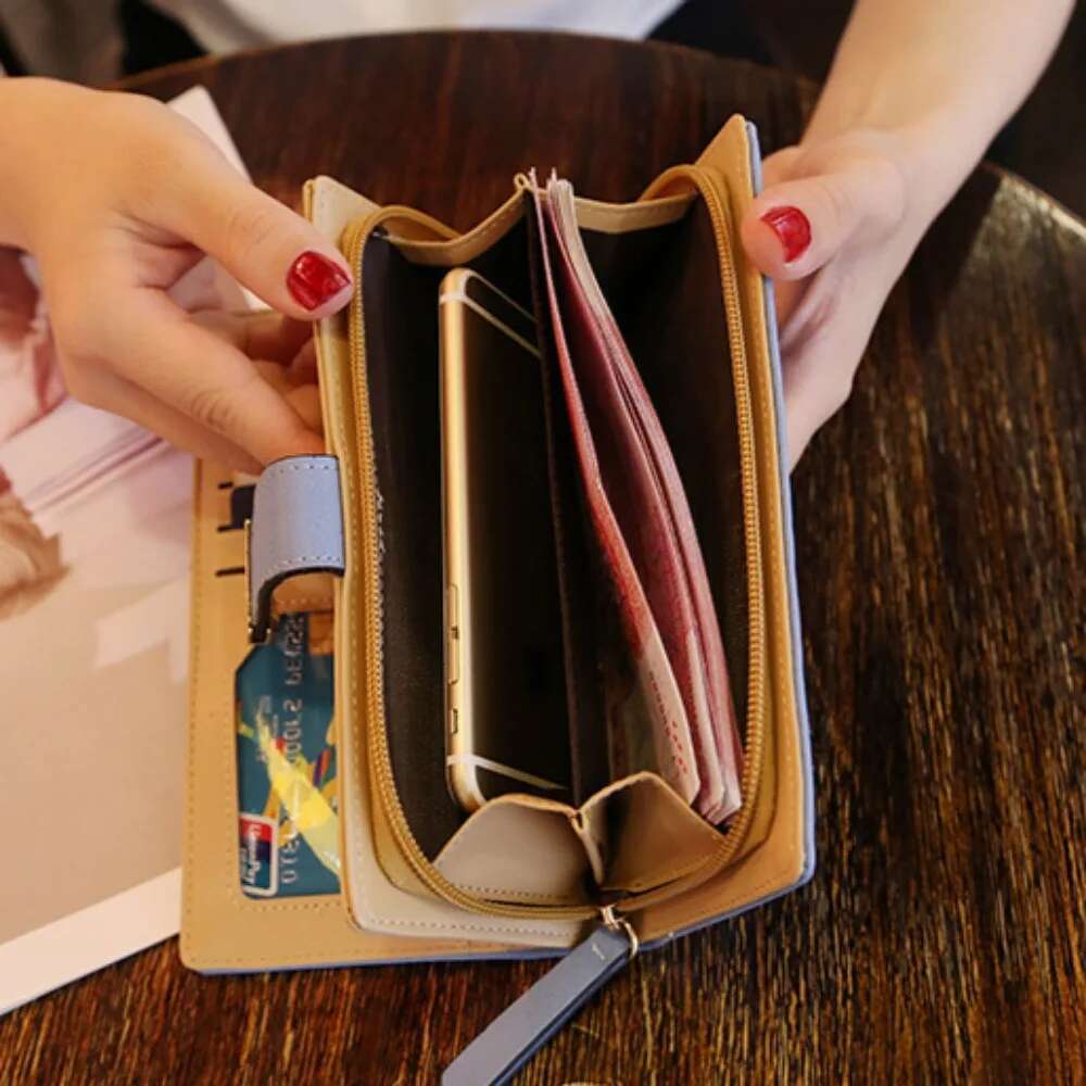 PU Leather Female Long Wallet Gold Hollow Leaves Pouch Handbag For Women Coin Purse Card Holders Clutch