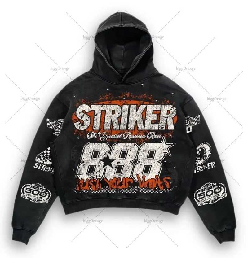 AMERICAN style hoodie letter printed handle sweatshirt hoodie Harajuku retro super sweatshirt street fashion M250425