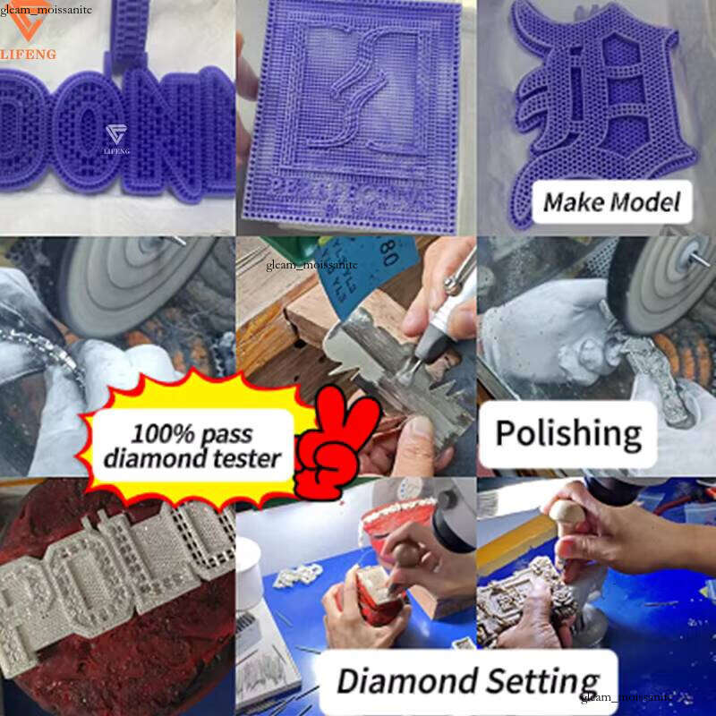 Ice out VVS Moissanite 3inch Solid Sier Round with Angel and Money Bag Hip Hop Iced Out Chain Pendant