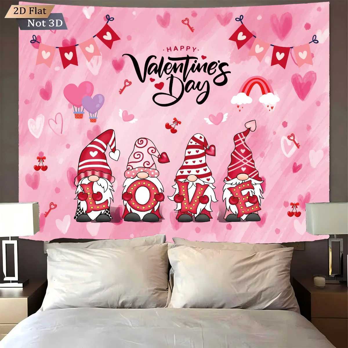1pc Valentines Day Christmas goblin print tapestry Living room wall decoration Background cloth Machine washable space pendantM251125