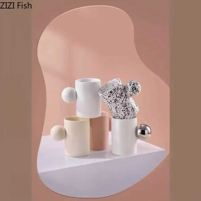 Creative Cotton Candy Shaped Ceramic Cupsaucer Dining Table Coffee Cup Mugs Afternoon Tea Teacup Milk Tea Fruit Juice Container Y251125