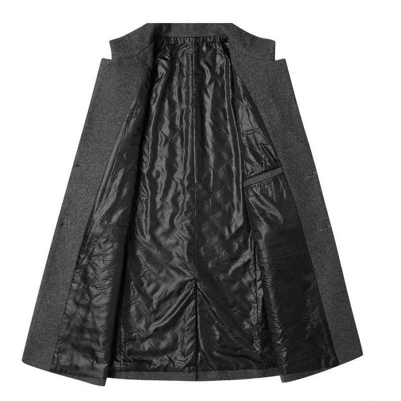 2023 New Autumn Winter Woolen Coat Men Casual Slim Fit Windbreaker Mid Length Mens Cardigans Blends Jacket Coats 4XL-MT251125