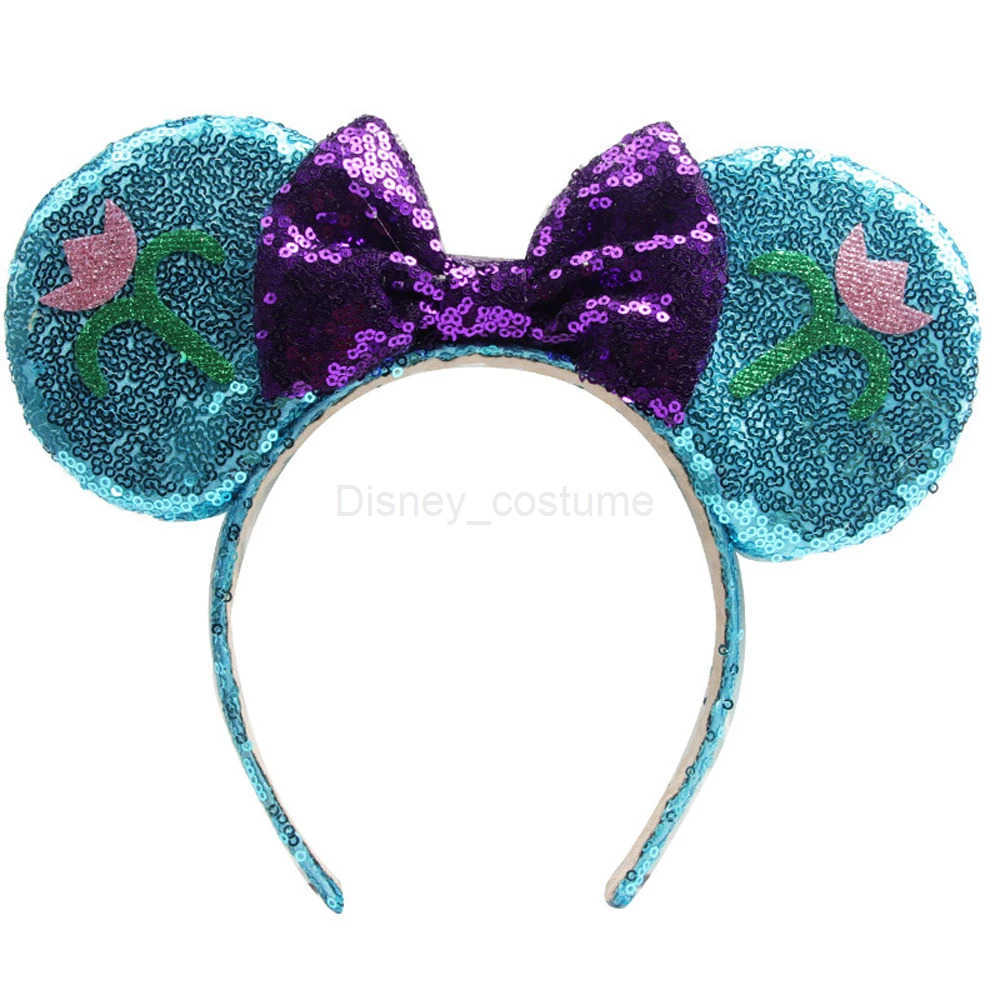 Disney Mickey Minnie Ear Headbands Frozen Elsa Anna Bow Bright Opening with Female Hair Rings Hair Accessories X250425
