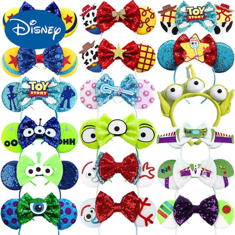 Disney Toy Story Hair Accessories Female Woody Bass Lightyear Girl Hairband Pixar Glitter Bow Alien Earband Headband Childrens Gift X250425