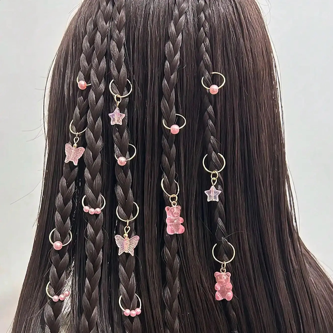 14 cute butterfly bear hair braided rings suitable for girls pearl shaped bead clips accessories local jewelry 250417