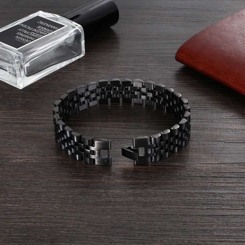 Gold Color Stainless Steel Bracelet 200mm Wristband Men Jewelry Bracelets Bangles Gift for Him (JewelOra BA101608)