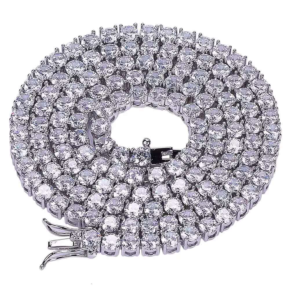 VVS Round Moissanite Necklace Custom Size Hip Hop Jewelry 925 Sterling Silver Moissanite Tennis Chain With