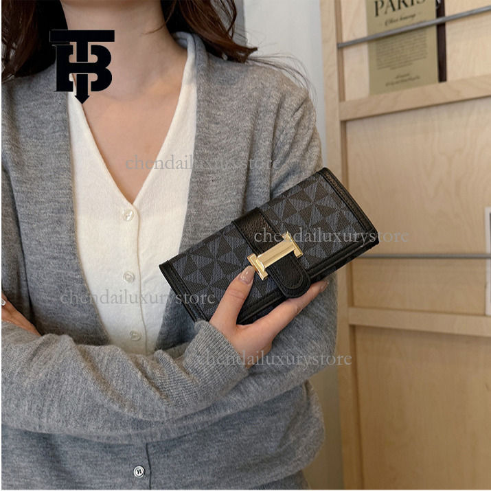 TB BHULAMTE Designer Luxury New Women's Wallet Classic Short Multi Card Slot Clip Versatile Vintage Metal Buckle Long Folding Handbag Coin Bag