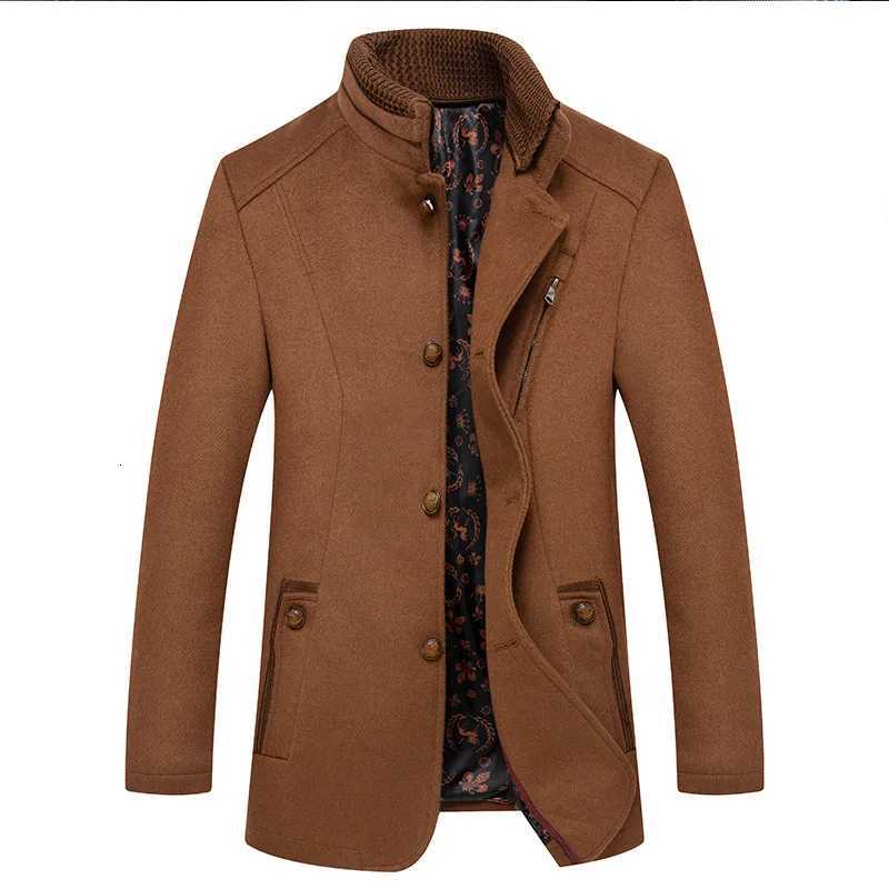 New Winter Men Stand-up Collar Woollen Trench Coats Male Business Casual Cashmere Blazers Jackets Overcoats Quality Suits CoatsT251125