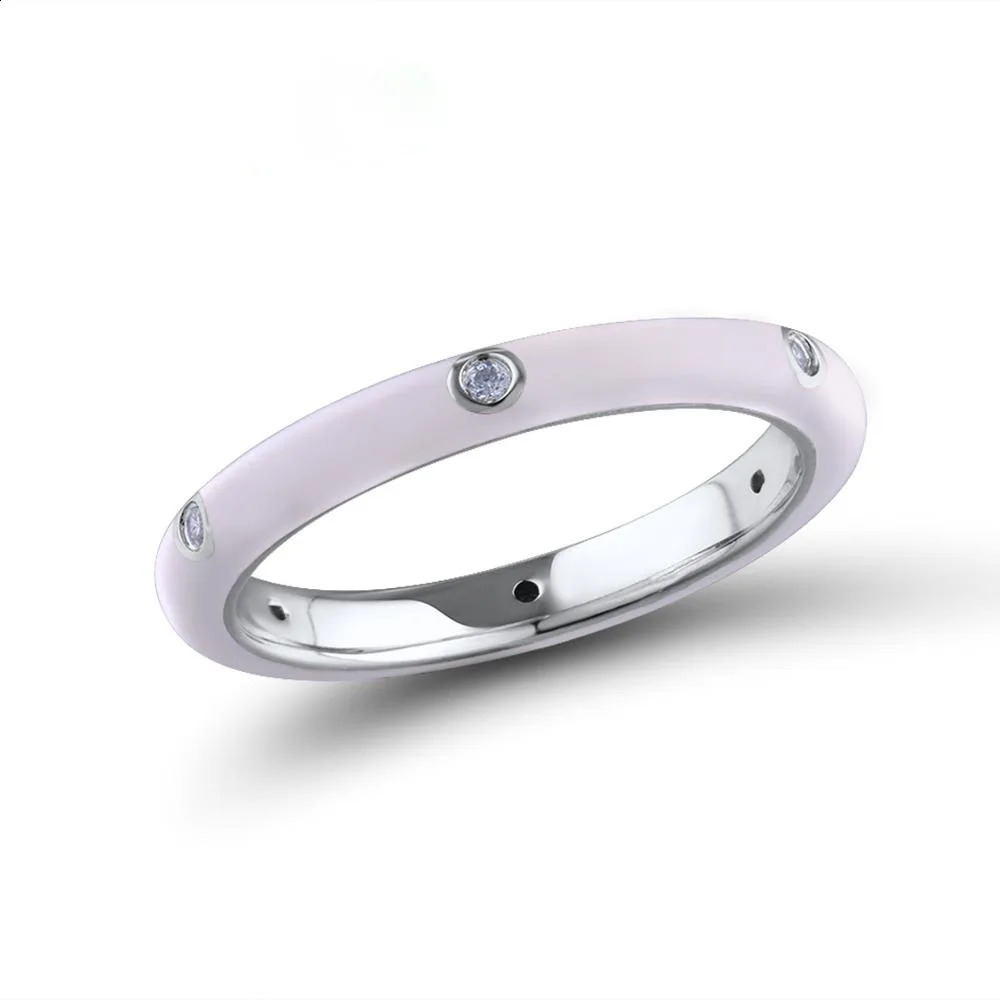 925 silver WomenS Ring Silver Colorful Rainbow Zircon Eternal Stackable Ring Fashion Jewelry Hand Enamel 250425