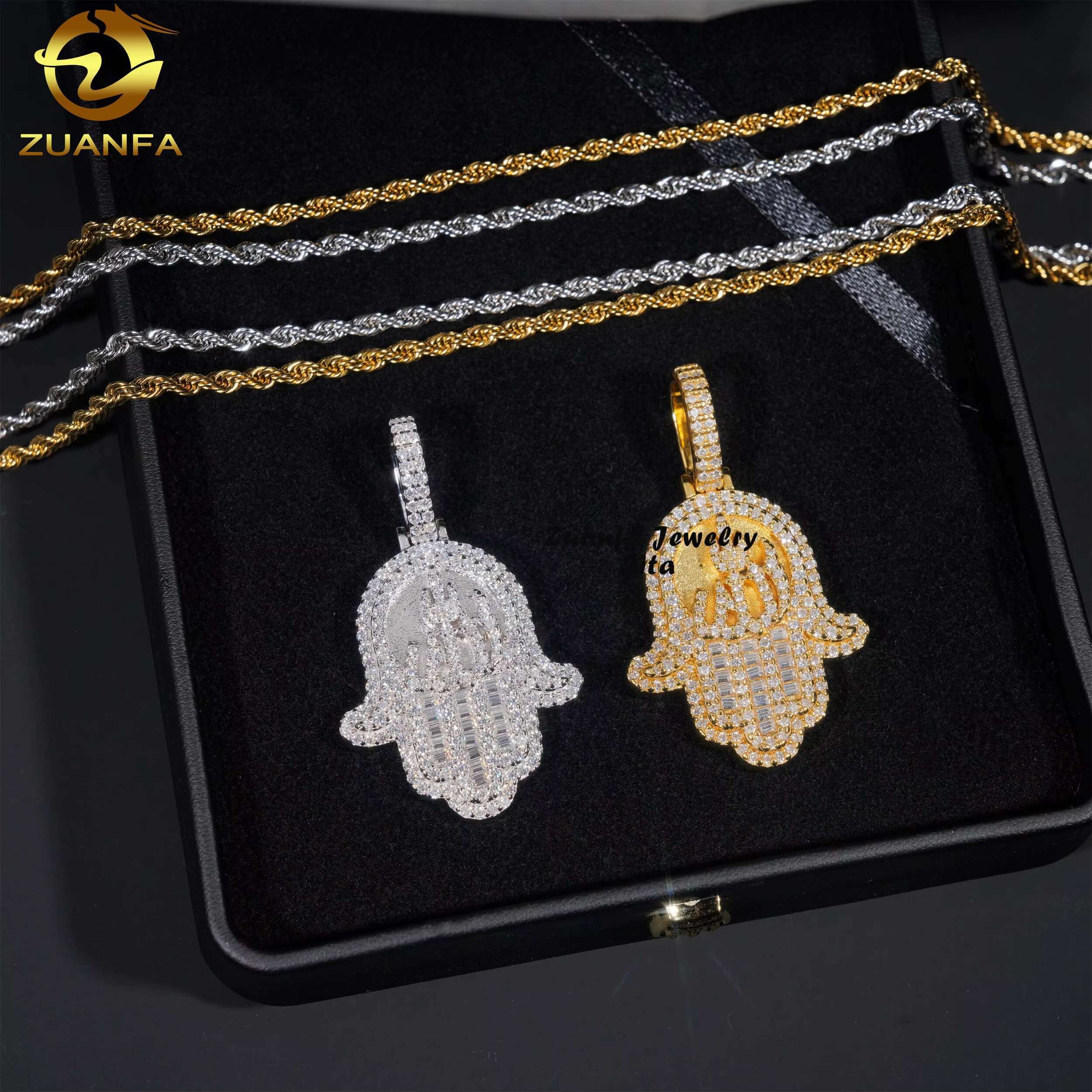Fashion Jewelry Pass Diamond Tester Hip Hop 925 Sterling Silver Moissanite Hamsa Pendant