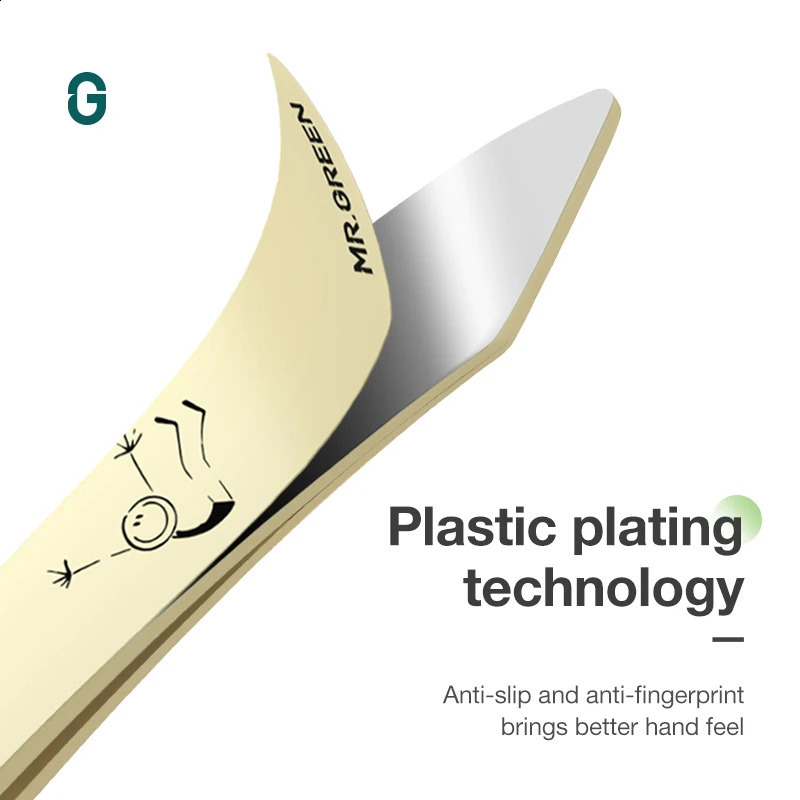 MR.GREEN Curve Handle Eyebrows Tweezers Professional Fine Hairs Puller Makeup Tools Stainless Steel Beauty Clips Removal 250422