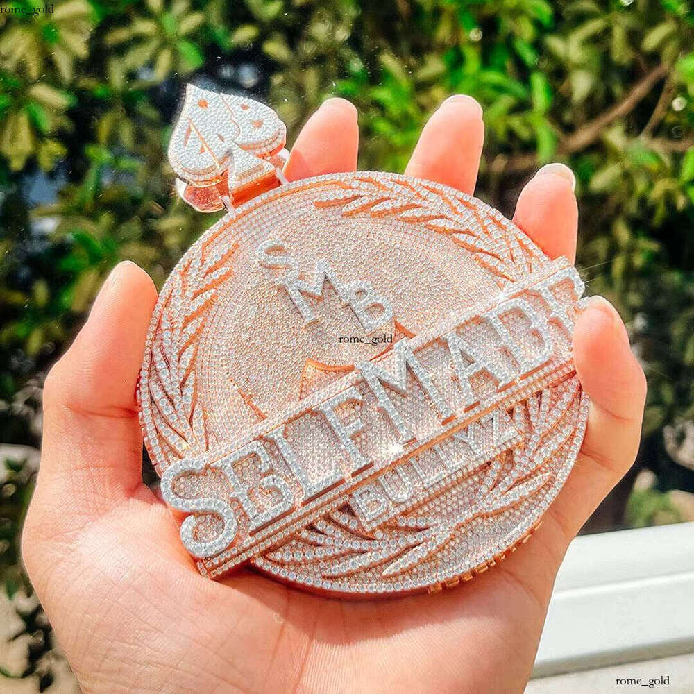 Fine Jewelry Custom Hip Hop 925 Silver Vvs Moissanite Iced Out Name Hand Carved with Rose Gold Plating Pendant