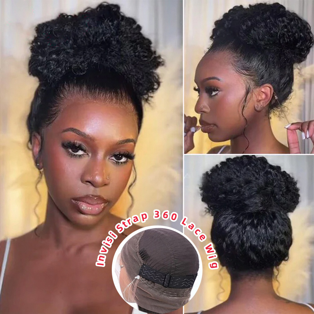 Invisi Strap 360 Lace Frontal Wigs Human Hair Preplucked 250% Density Deep Wave Glueless Human Hair Wig Pre Cut 360 Full Hd Lace Wigs