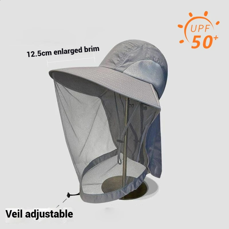 Summer Fishing Hat Outdoor Mosquito Insect Mesh Hat Fishing Climbing Hiking Hats Camping Sun Hats for Men Women 250424
