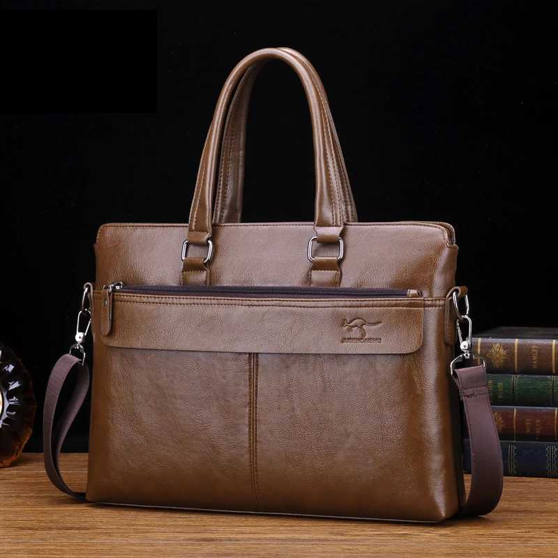 MenS Briefcase PU Leather Handbags Laptop Computer Shoulder Business Executive Office Messenger Portfolio Crossbody Bag MaleT251125