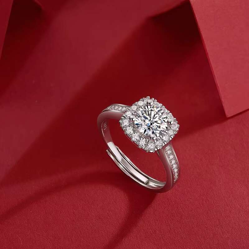 1CT S925 Sterling Silver Moissanite Ring for Women Fashion Plated 18K Platinum Wedding Ring Luxury Jewelry Gift