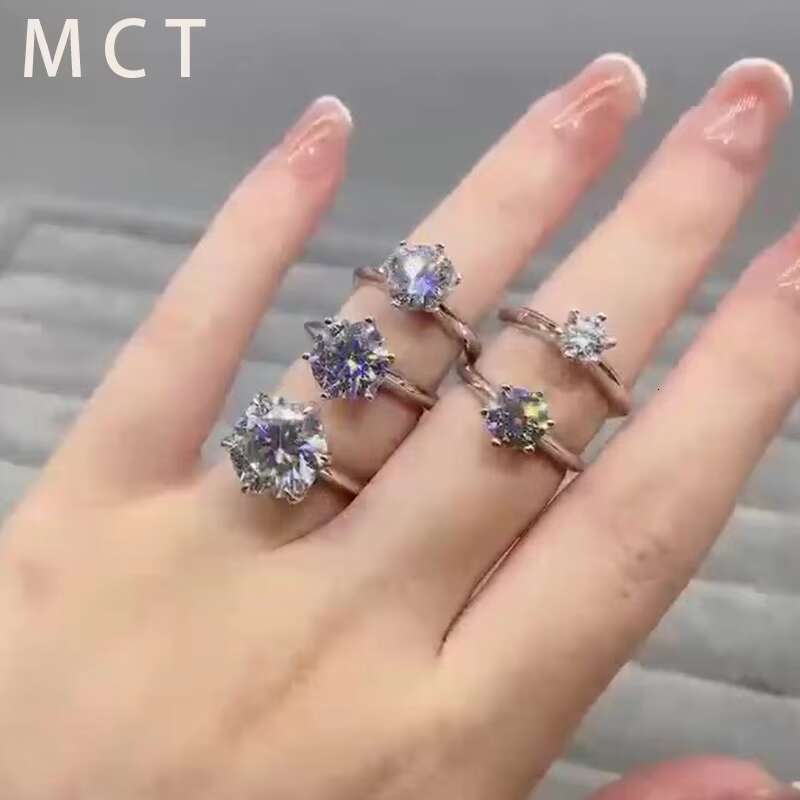 MCT Silver 925 Jewelry GRA Moissanite Grillz Custom Color 2.0ct Diamond Moissanite Ring Silver