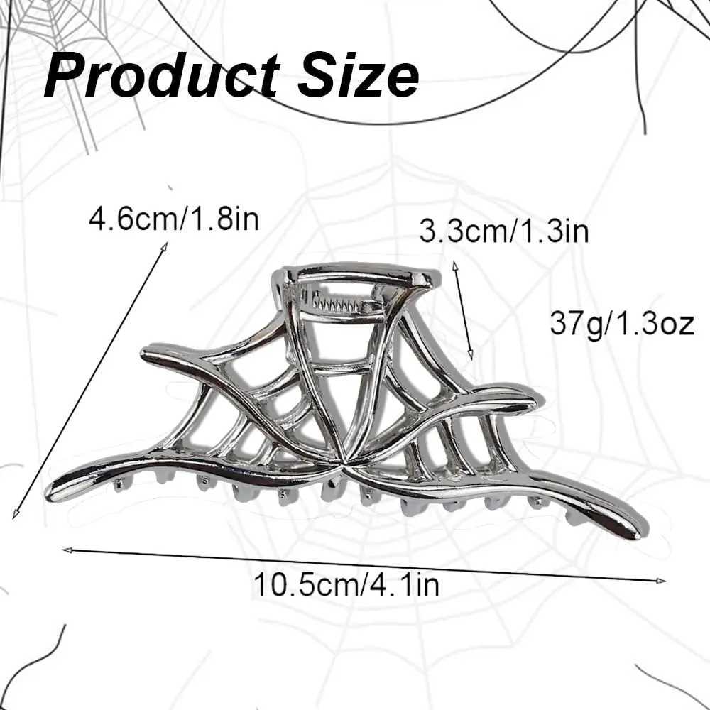 New Spider Web Metal Hair Crab Clip Alloy Halloween Hair Claw ClipT250425