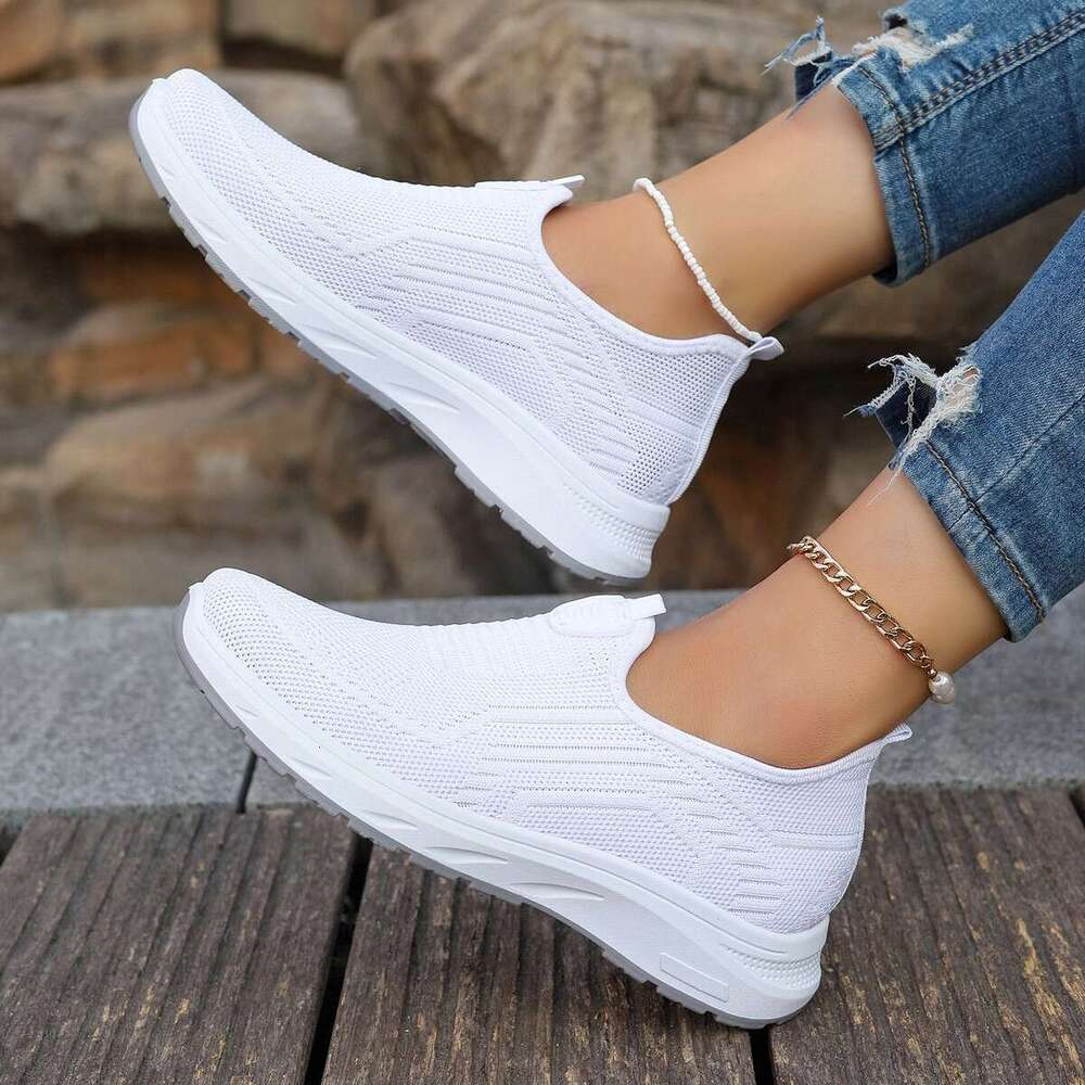 Women's summer flying woven breathable oversized casual with soft soles, lightweight and easy to wear, single shoe women's shoes