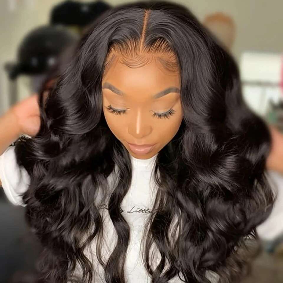 Rebecca Front 180D Transparent Frontal Human Hair Wigs T Part Brazilian Body Wave Lace Wig