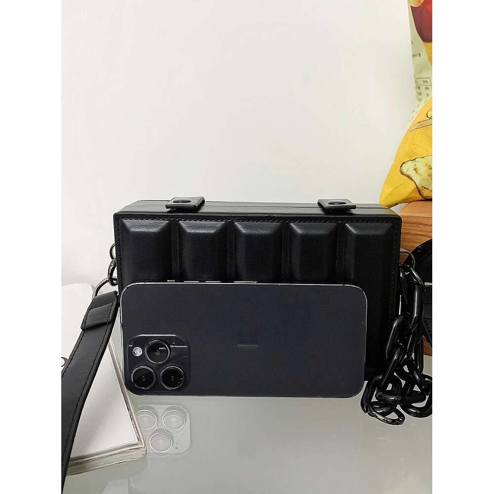 Designer Bag Trend PU Box Unisex Minimalist Design Men's Small Sling Bag Chains Crossbody Bags Men 19*5.5*12Cm