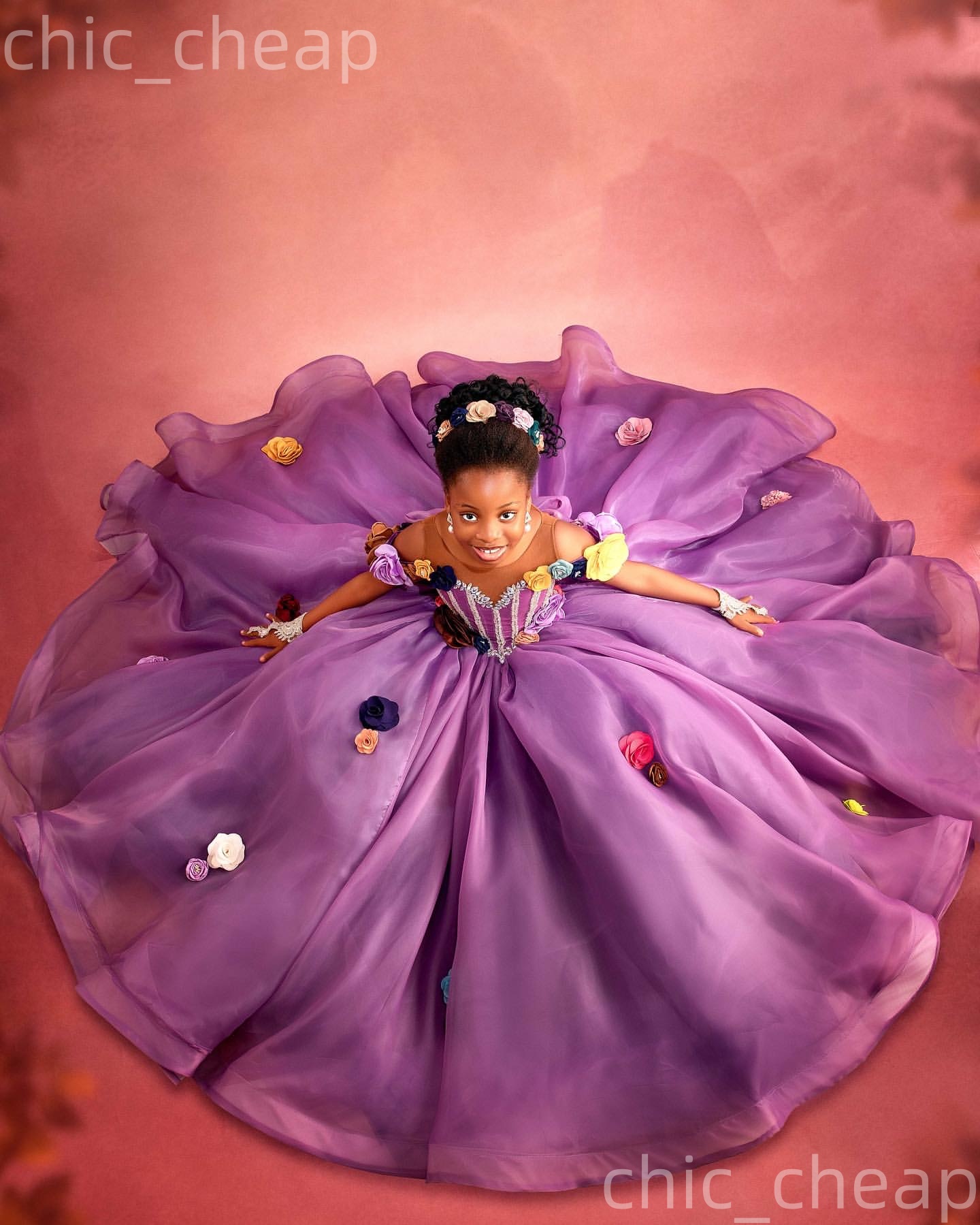 2026 Purple Ball Gown Flower Girl Dresses Beaded Crystals Flowers Organza Little Girl Christmas Peageant Birthday Christening Tutu Dress Gowns ZJ4242