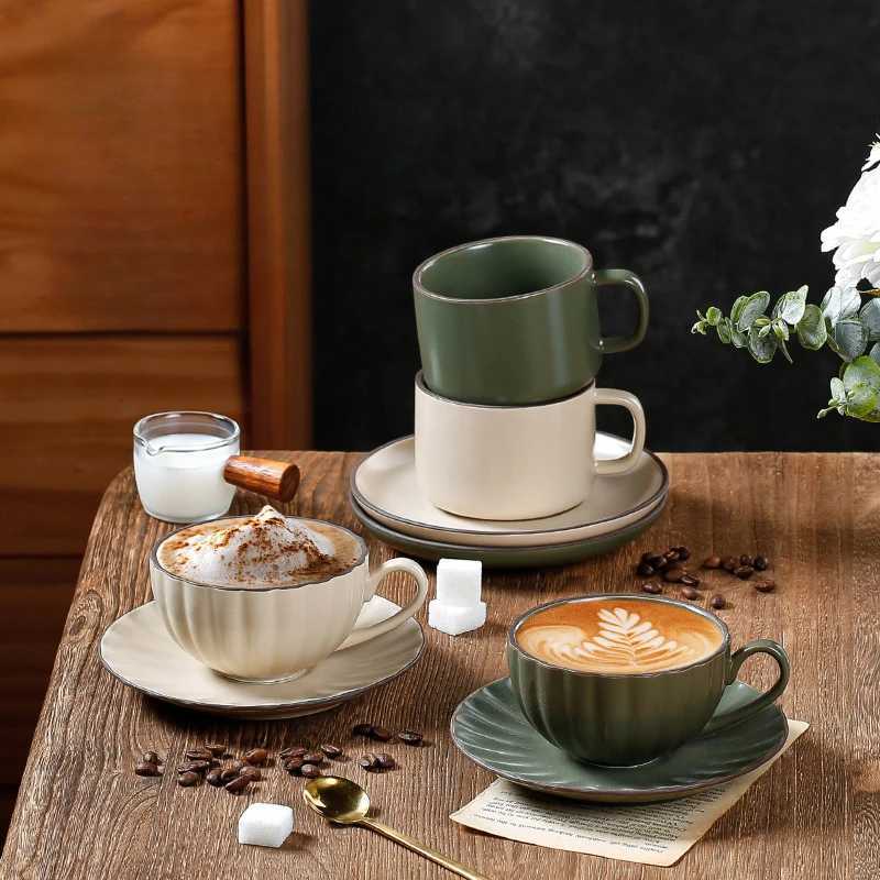 Retro American Concentrated Exquisite Simple Coffee Cup Set Ceramic Nordic Household Black Tea Cup Latte Art Cup Y251125