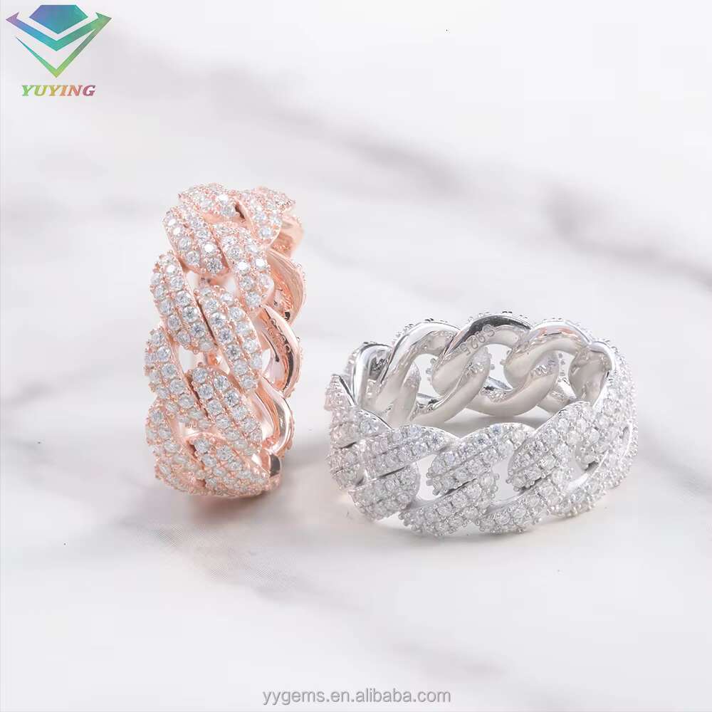 Hip Hop Factory Price 925 Sterling Silver Gold Full Diamond VVS Iced Out Moissanite Fashion Jewelry Rings Mens Rings