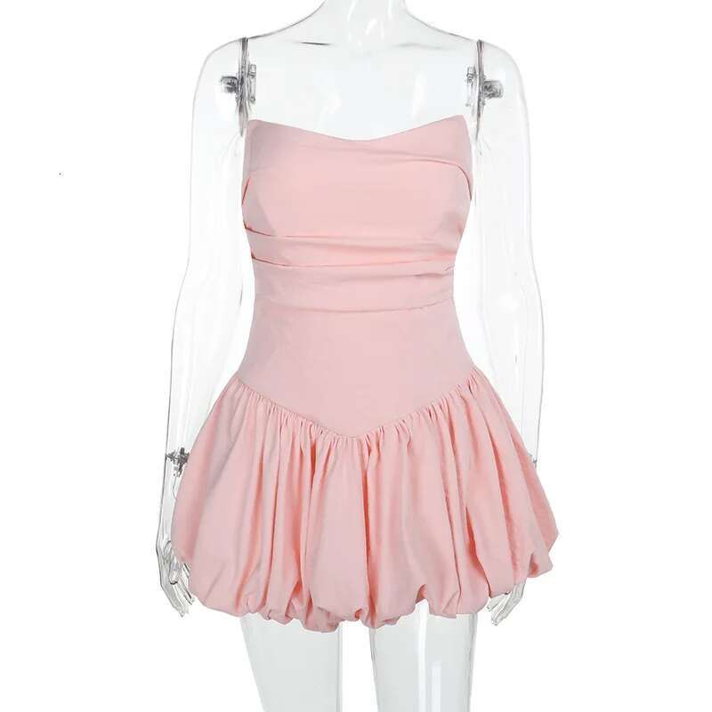 Dongdumaoyi Townlike Waist Wrap A Line Pleated Ball Gown Dress Women Mini Spring Summer Backless Nightclub Sexy Party Dresses