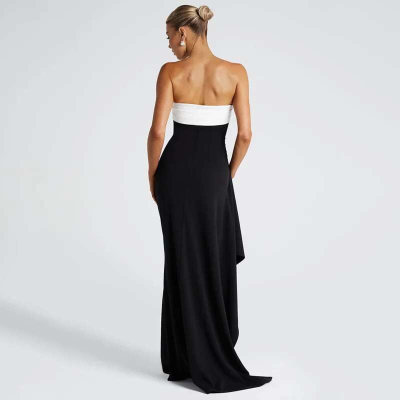 Dongdumaoyi Townlike Ruffles Asymmetric Maxi Long Dress Women Spring Summer Patchwork Backless Nightclub Sexy Party Dresses